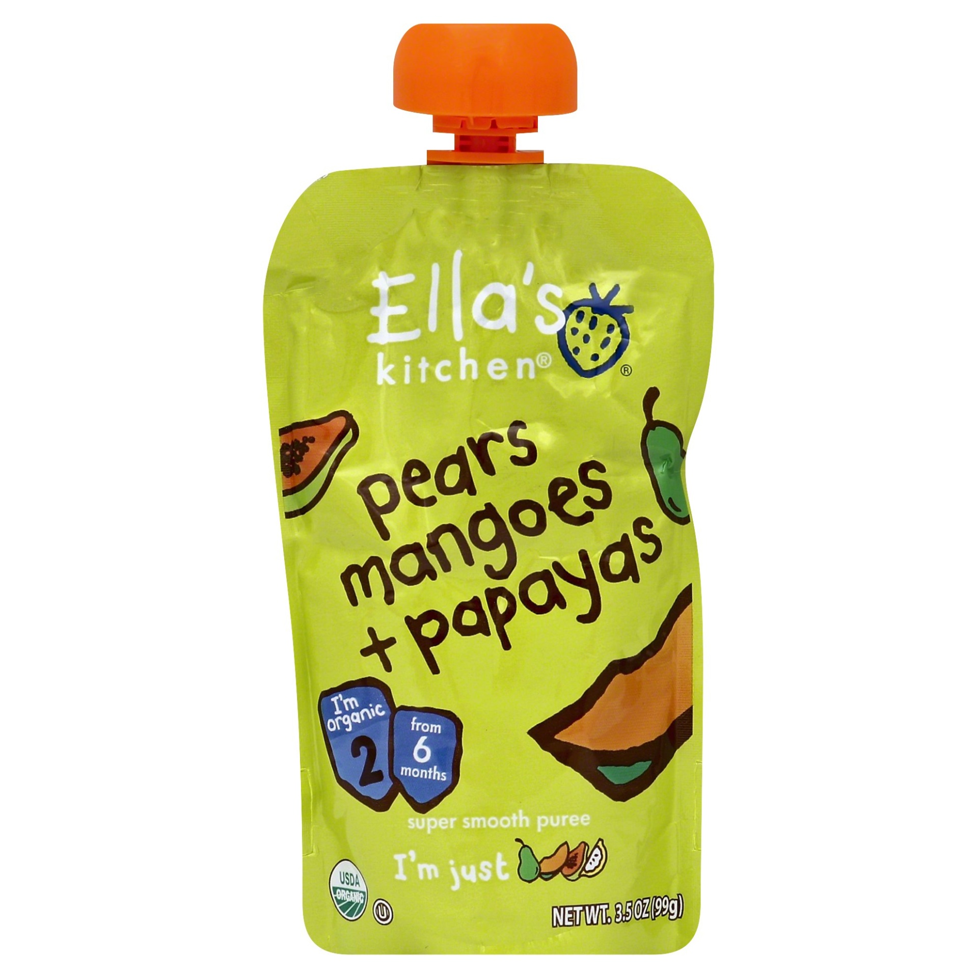 slide 1 of 9, Ella's Kitchen Organic Pureed Baby Food Pouch - Stage 1 Pear Mango Papaya, 3.5 oz