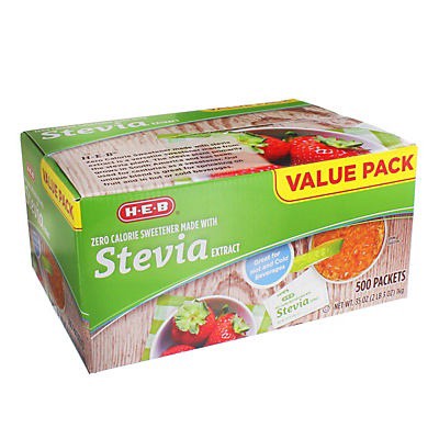 slide 1 of 1, H-E-B Zero Calorie Stevia Blend Sweetener Packets, 500 ct