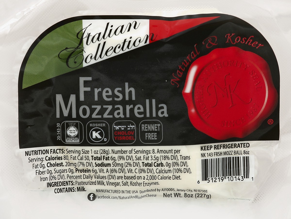 slide 4 of 5, Natural & Kosher Natural Kosher Fresh Mozzarella - 8 oz, 8 oz