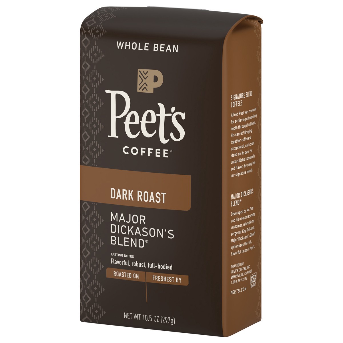 slide 4 of 9, Peet's Coffee, Major Dickason's Blend, Dark Roast Whole Bean Coffee - 10.5oz Bags, 10.5 oz