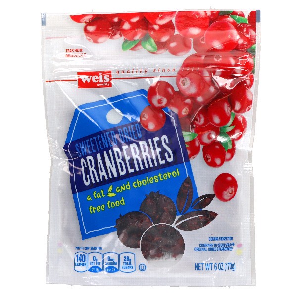 slide 1 of 1, Weis Quality Dried Cranberry Pouch, 6 oz