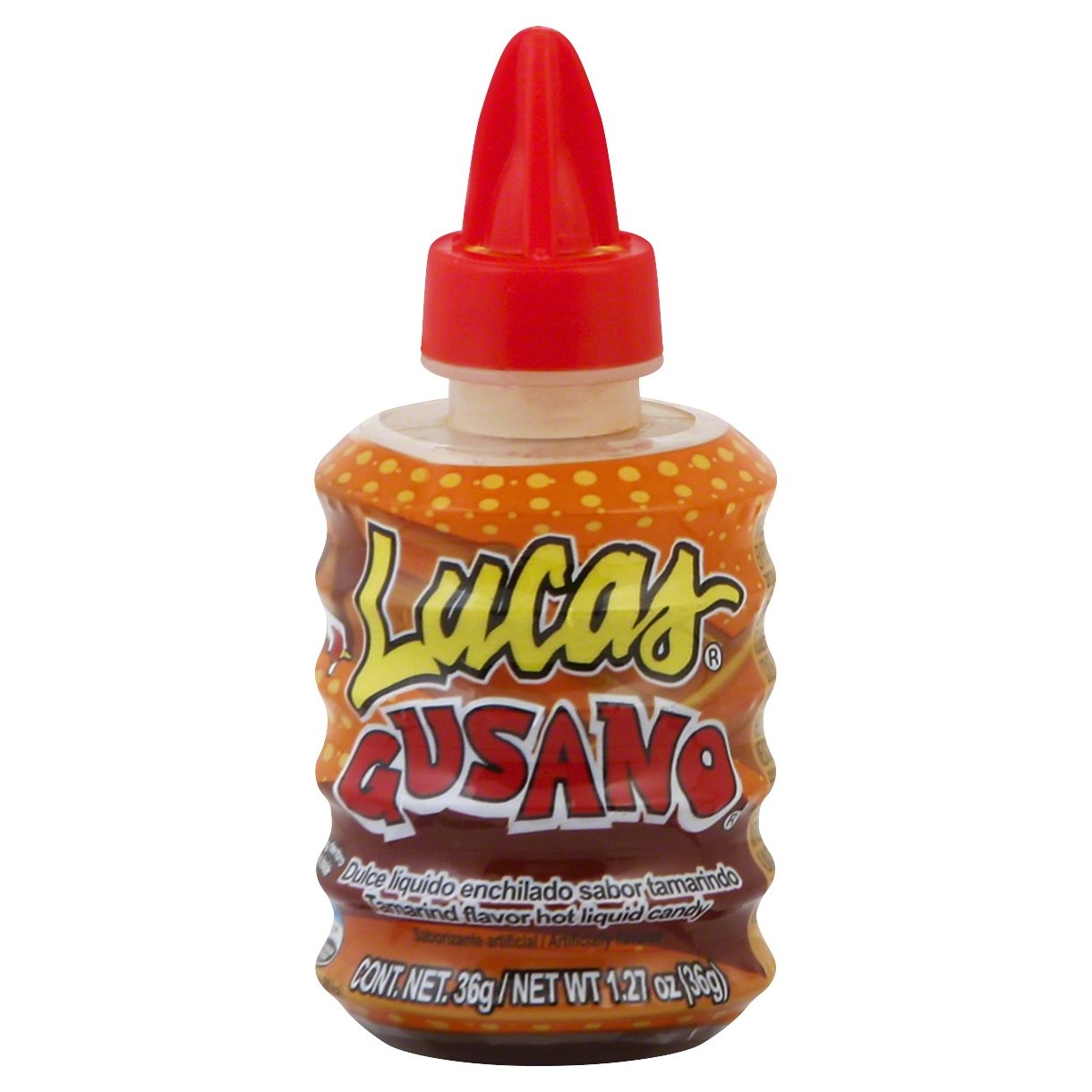 slide 1 of 2, Lucas Gusano Liquid Tamarindo Flavored Candy, 1.3 oz