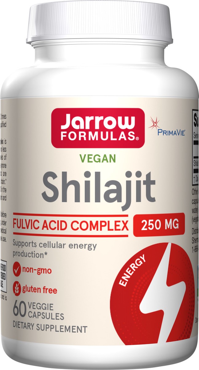 slide 2 of 4, Jarrow Formulas Shilajit Fulvic Acid Complex 250 mg - 60 Veggie Capsules - Supports Energy Production, Mitochondrial Function & Co-Q10 Activity - Gluten Free - 60 Servings, 60 ct