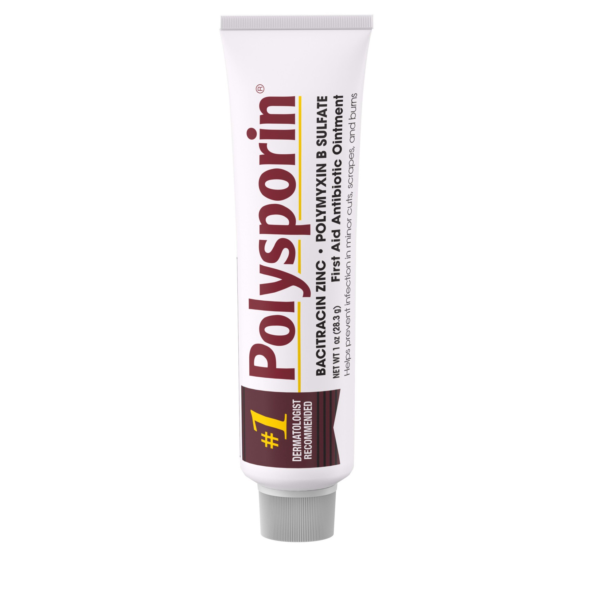 slide 3 of 6, Polysporin First Aid Topical Antibiotic Skin Ointment with Bacitracin Zinc & Polymyxin B Sulfate, For Infection Protection & Wound Care, Neomycin-Free, Travel Size, 1 oz, 1 oz