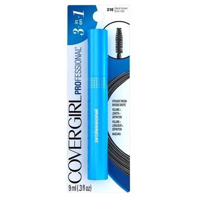 slide 1 of 5, Covergirl Professional 3-in-1 Straight Brush Mascara 210 Black Brown, 0.3 oz