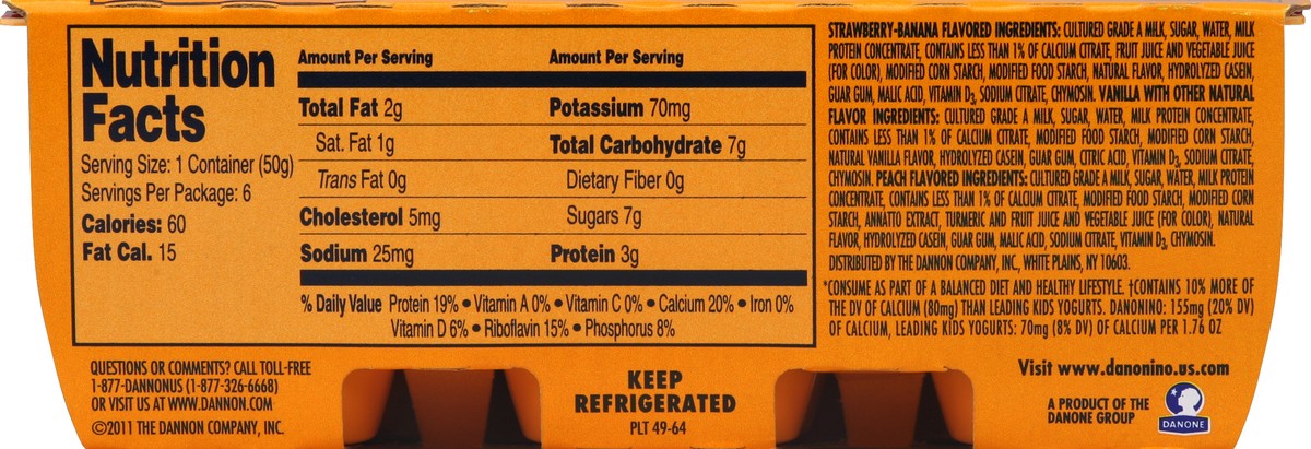 slide 6 of 7, Danonino« Dannon Yogurt Strawberry Banana Dairy Snack 6-1.76 oz. Cups, 1.76 oz