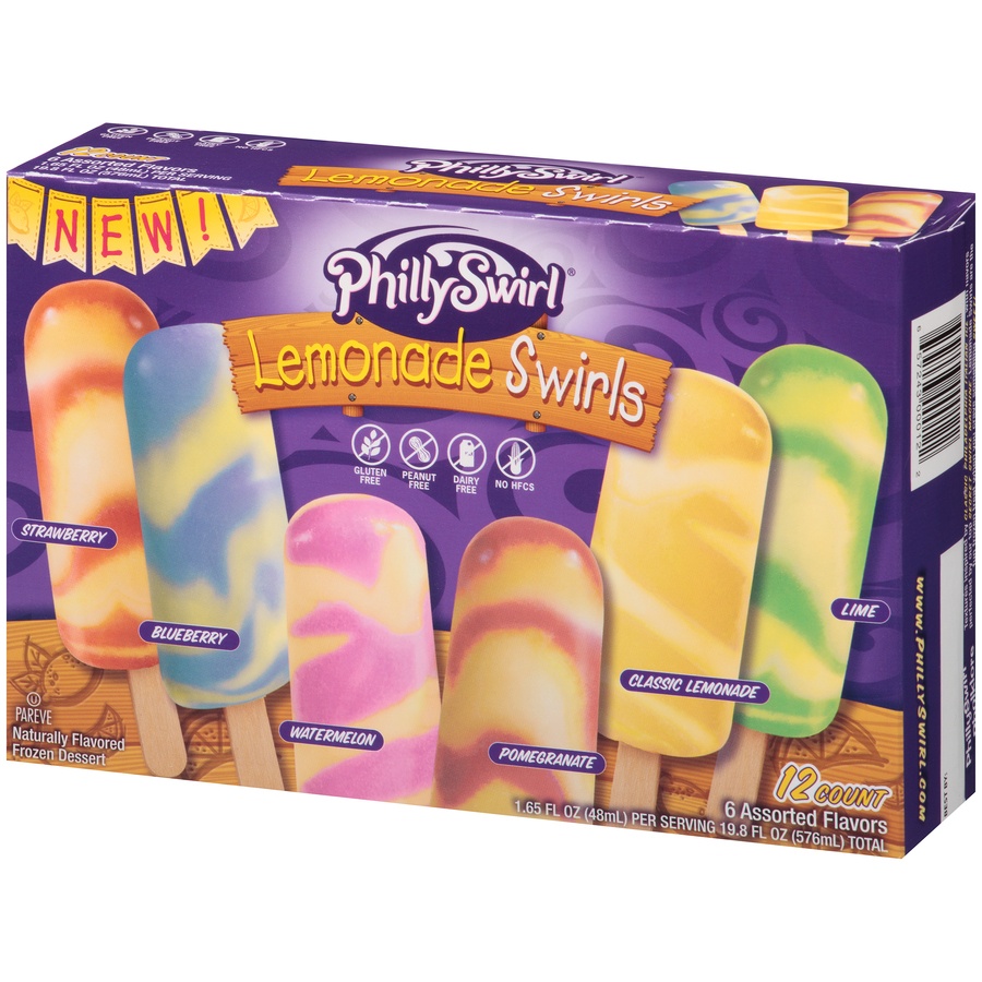 slide 4 of 8, PhillySwirl Lemonade Swirls Italian Ice Bars, 12 ct; 1.65 fl oz