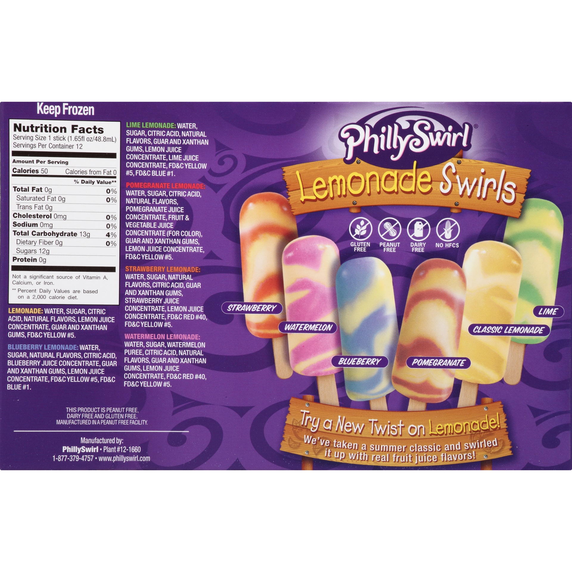 slide 7 of 8, PhillySwirl Lemonade Swirls Italian Ice Bars, 12 ct; 1.65 fl oz