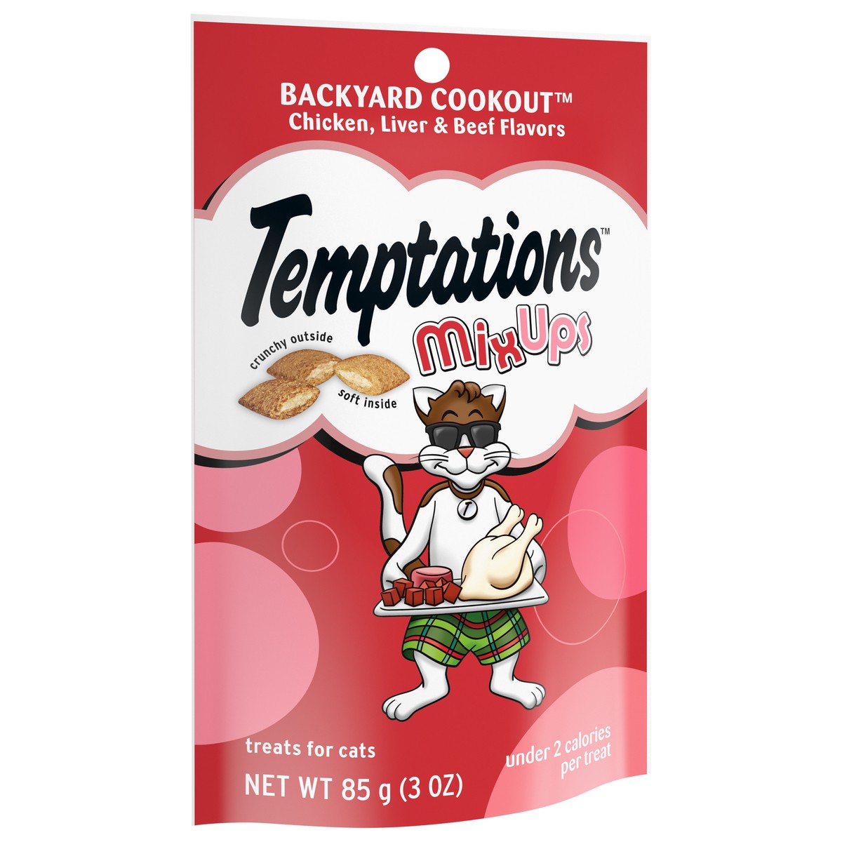 slide 5 of 9, Temptations MixUps Backyard Cookout Chicken, Liver & Beef Flavors Treats for Cats 3 oz, 3 oz
