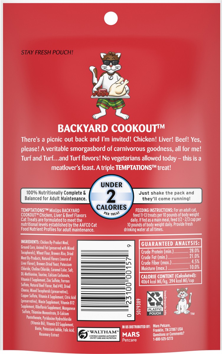 slide 7 of 9, Temptations MixUps Backyard Cookout Chicken, Liver & Beef Flavors Treats for Cats 3 oz, 3 oz