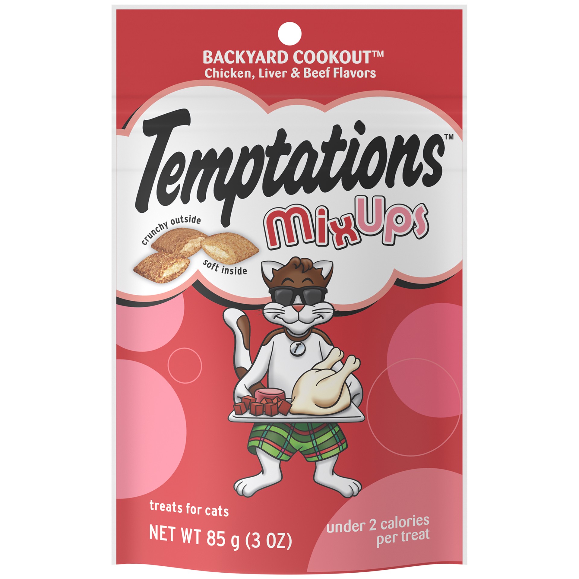slide 1 of 3, Temptations Mix Ups Backyard Cookout Beef, Chicken and Liver Flavor Crunchy Cat Treats - 3oz, 3 oz