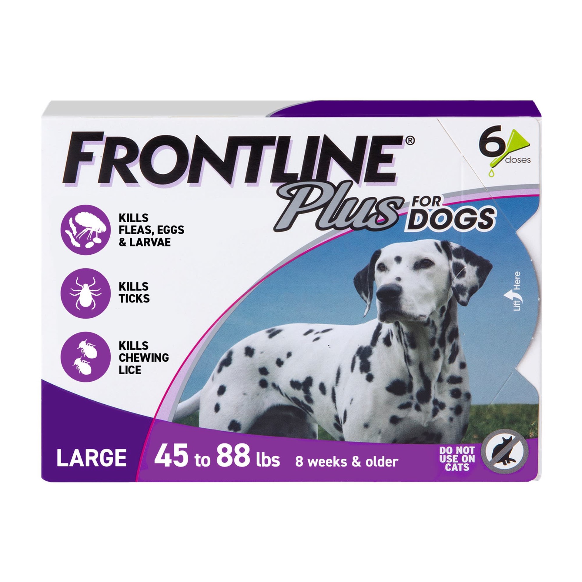 slide 1 of 9, Frontline Plus Flea and Tick Treatment for Large Dogs, 6 ct