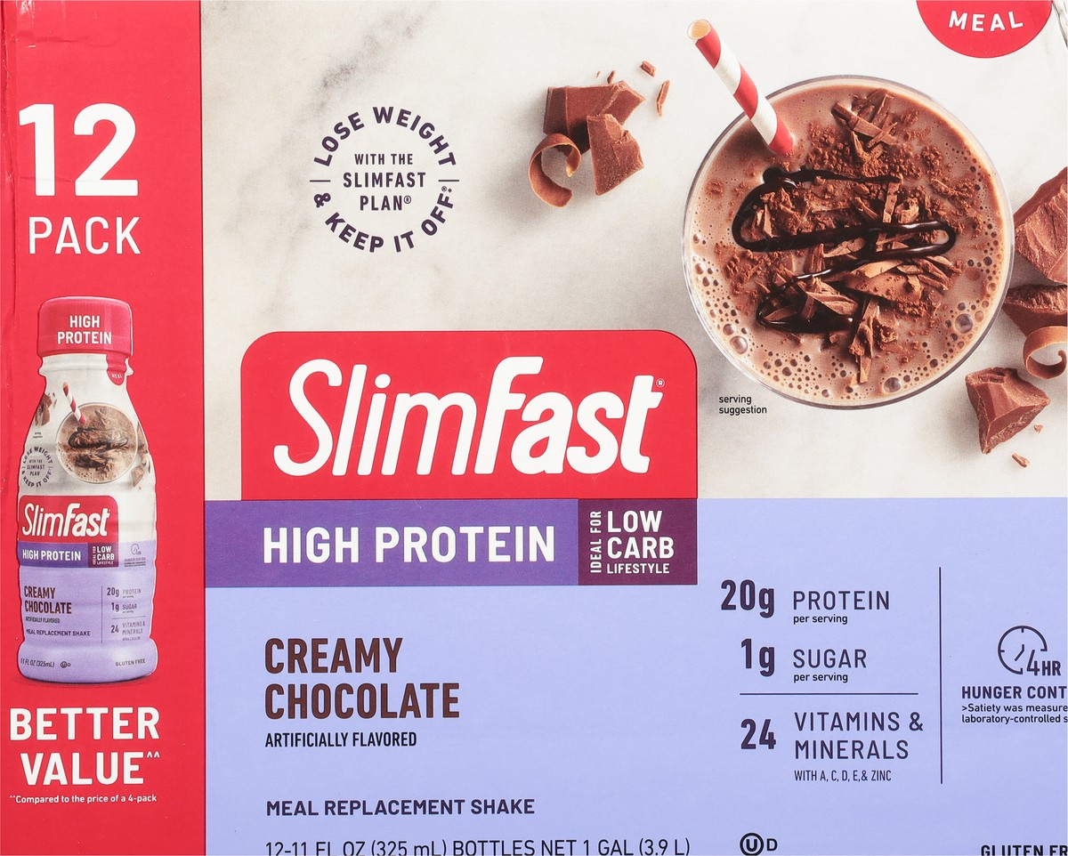 slide 10 of 11, SlimFast High Protein Creamy Chocolate Meal Replacement Shake 12 - 11 fl oz Bottles, 12 ct