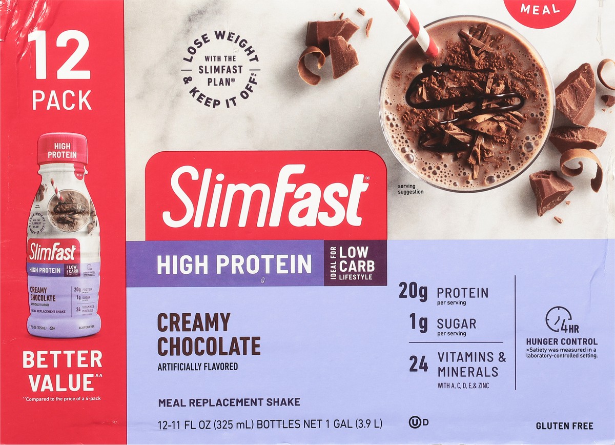 slide 2 of 11, SlimFast High Protein Creamy Chocolate Meal Replacement Shake 12 - 11 fl oz Bottles, 12 ct