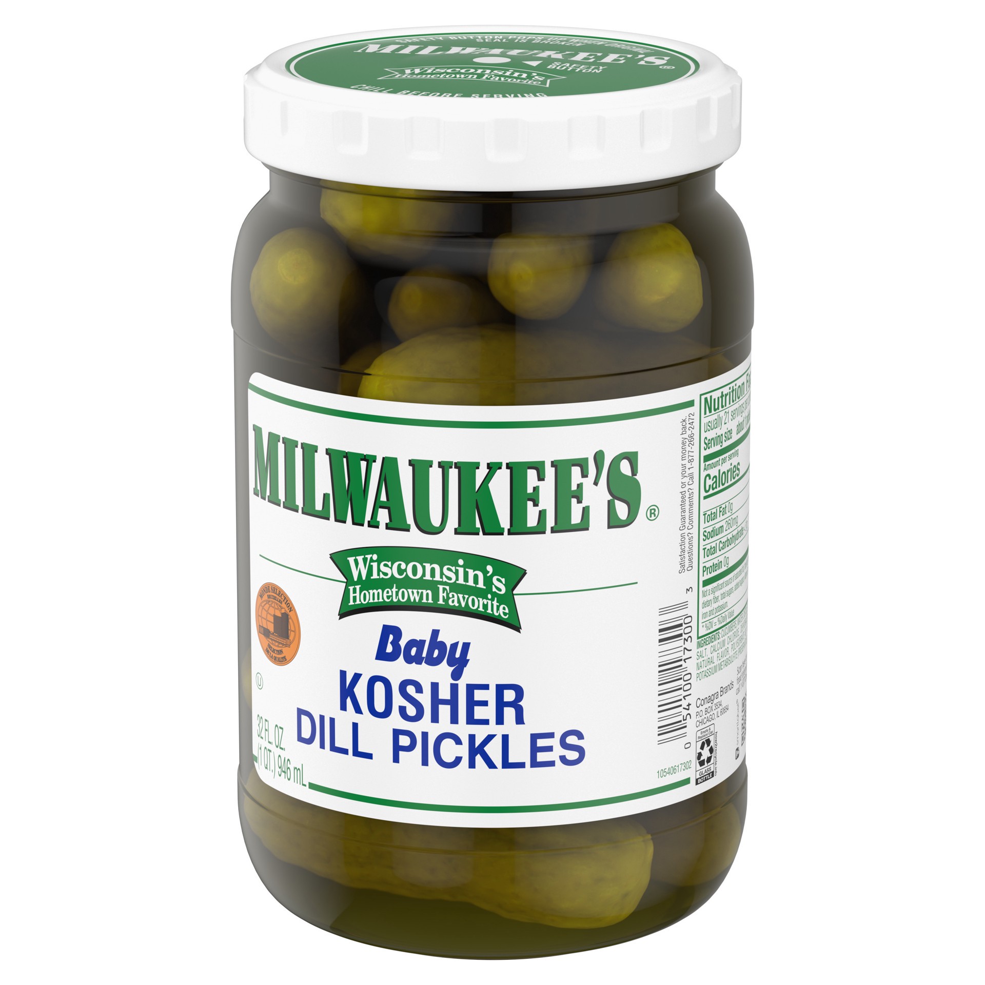 slide 4 of 5, Milwaukee's Baby Kosher Dill Pickles, 32 oz., 32 fl oz