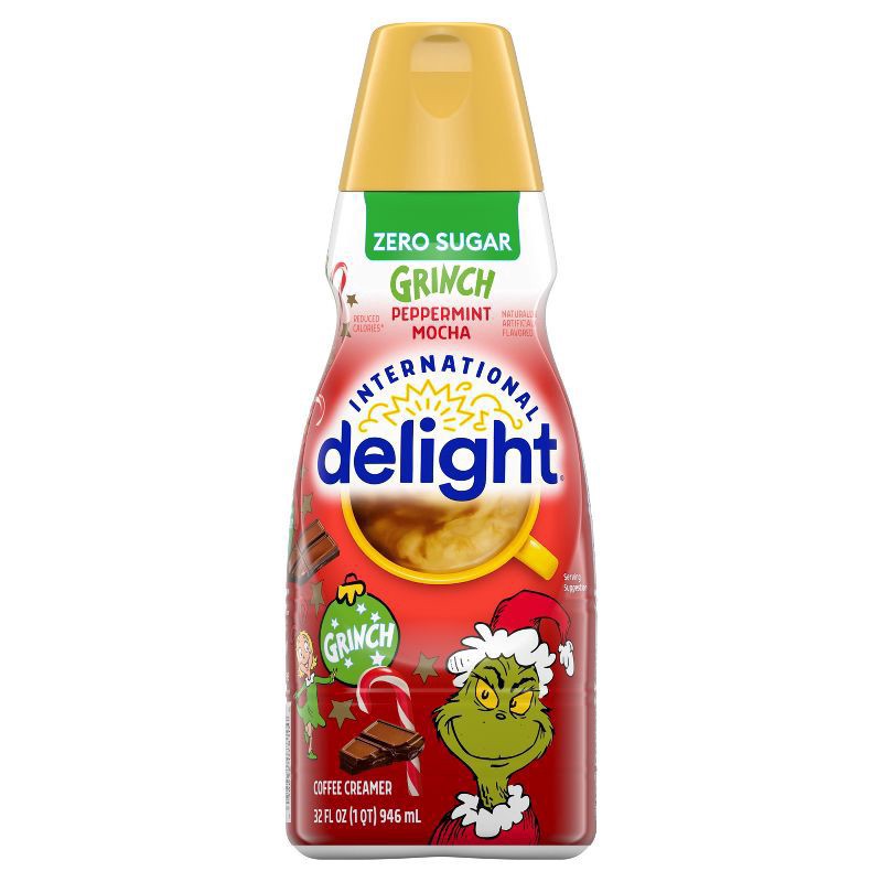 slide 5 of 8, International Delight Home Alone Zero Sugar Peppermint Mocha Coffee Creamer, 32 FL OZ Bottle, 32 fl oz