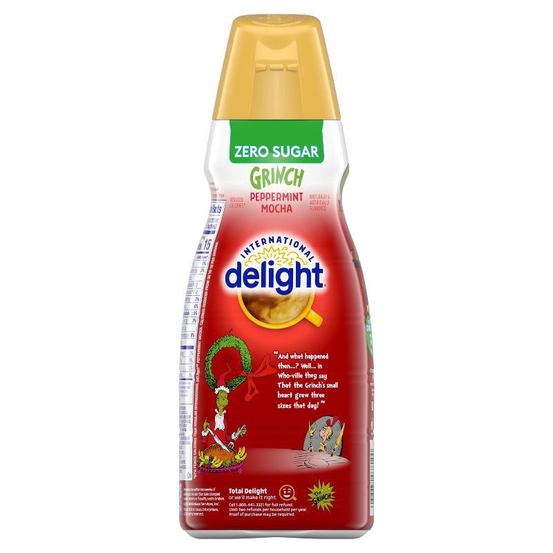 slide 4 of 8, International Delight Home Alone Zero Sugar Peppermint Mocha Coffee Creamer, 32 FL OZ Bottle, 32 fl oz