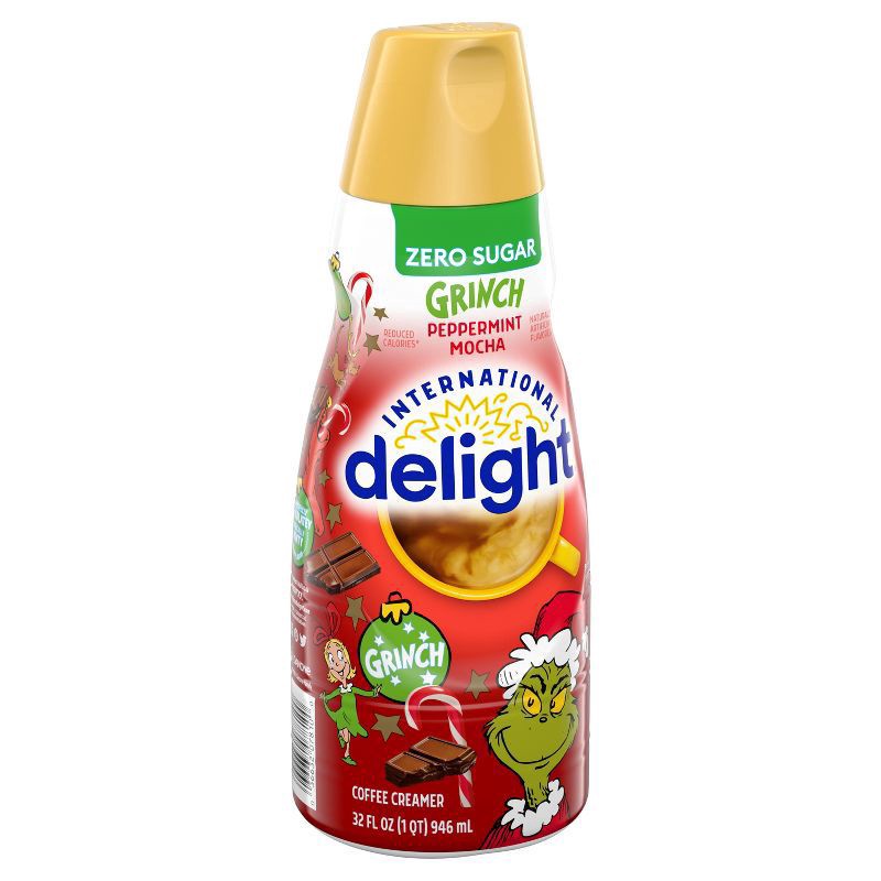 slide 7 of 8, International Delight Home Alone Zero Sugar Peppermint Mocha Coffee Creamer, 32 FL OZ Bottle, 32 fl oz