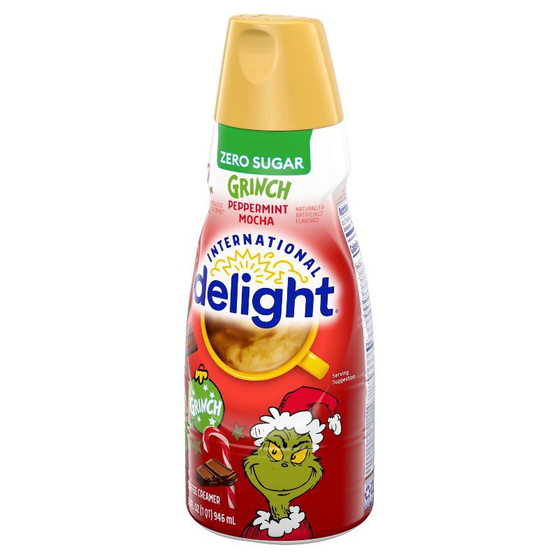 slide 2 of 8, International Delight Home Alone Zero Sugar Peppermint Mocha Coffee Creamer, 32 FL OZ Bottle, 32 fl oz