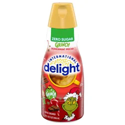 International Delight Home Alone Zero Sugar Peppermint Mocha Coffee Creamer, Creamy and Delicious Refrigerated Coffee Creamer, 32 FL OZ Bottle