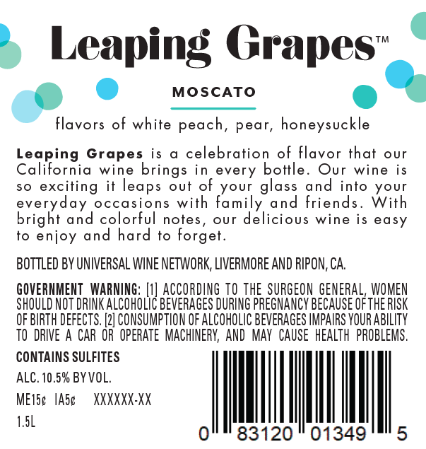 slide 3 of 4, Leaping Grapes Moscato White Wine - 1.5L, California, 1.5 liter