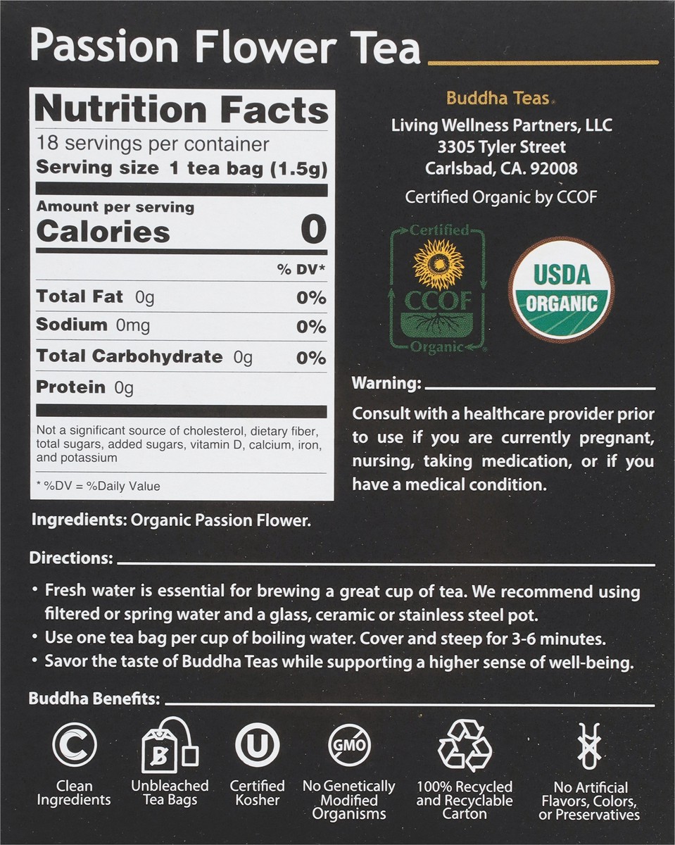 slide 5 of 9, Buddha Teas Org Passion Flower Tea - 18 ct, 18 ct