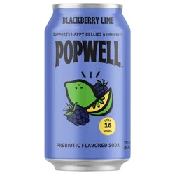 Popwell Blackberry Lime Prebiotic Soda 12 fl oz