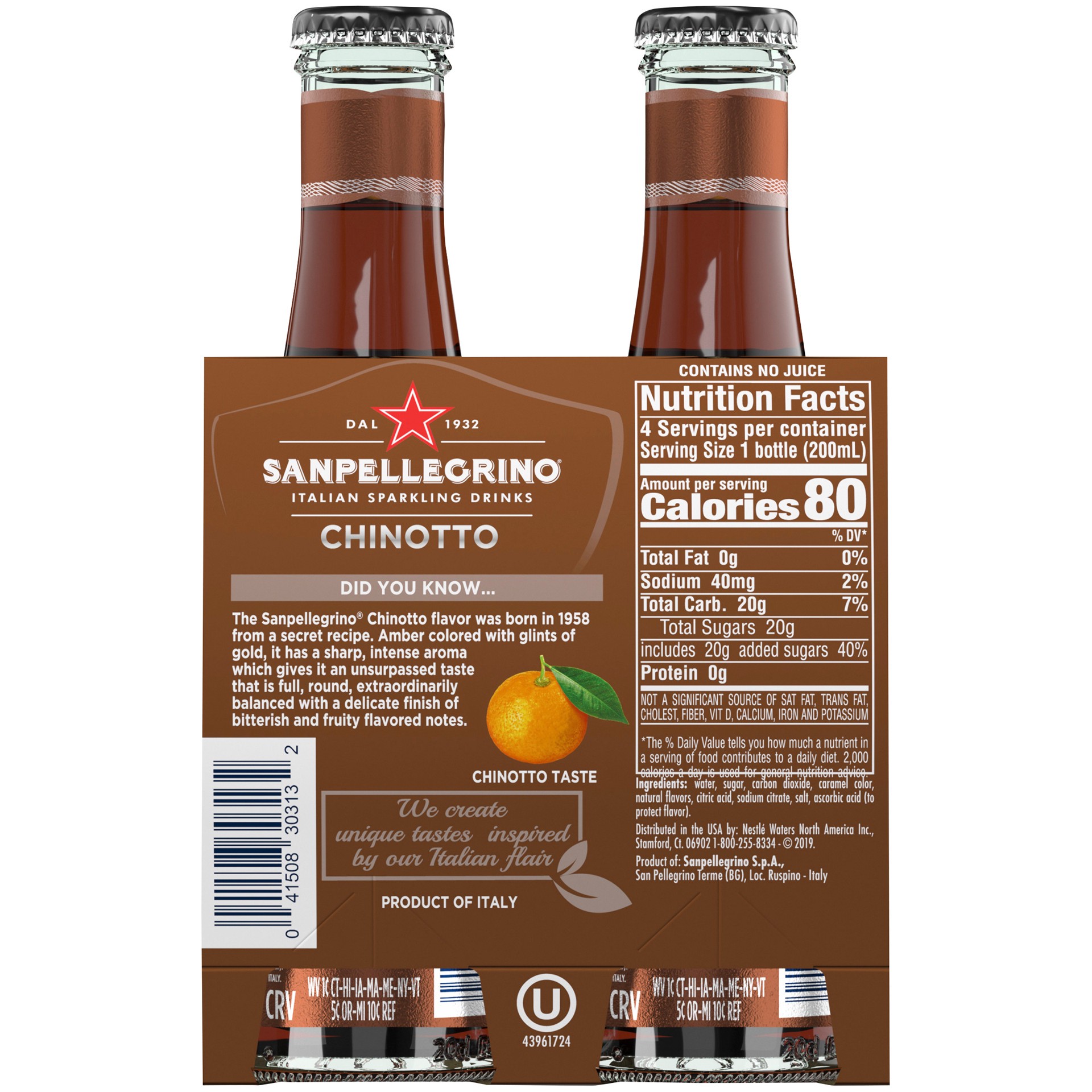 slide 3 of 7, San Pellegrino Italian Sparkling Drink Chinotto, Sparkling Citrus Beverage, 4 Pack of Bottles, 4 ct