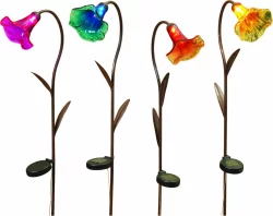 Solar Glass Lily Metal Stake