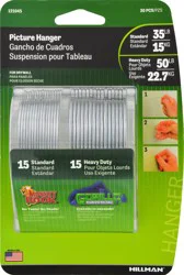 Hillman Steel 50-lb Capacity Hanging hooks and nails 30 - Pack