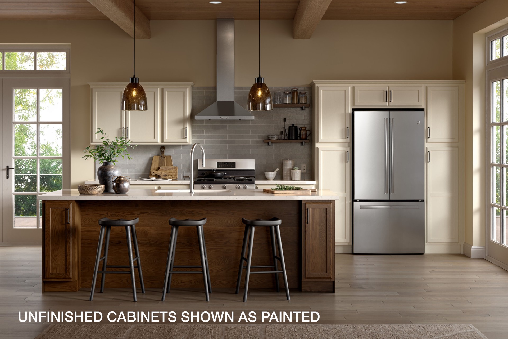 slide 2 of 6, Project Source Oak Brook 36-in W x 35-in H x 23.75-in D Natural Unfinished Oak Lazy Susan Corner Base Fully Assembled Cabinet Flat Panel Square, 1 ct