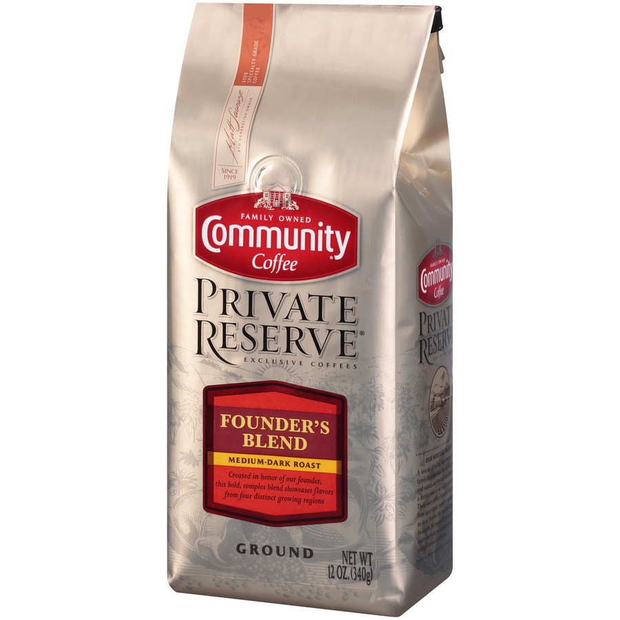 slide 6 of 7, Community Coffee Private Reserve Medium-Dark Roast Ground Founder's Blend Coffee - 12 oz, 12 oz