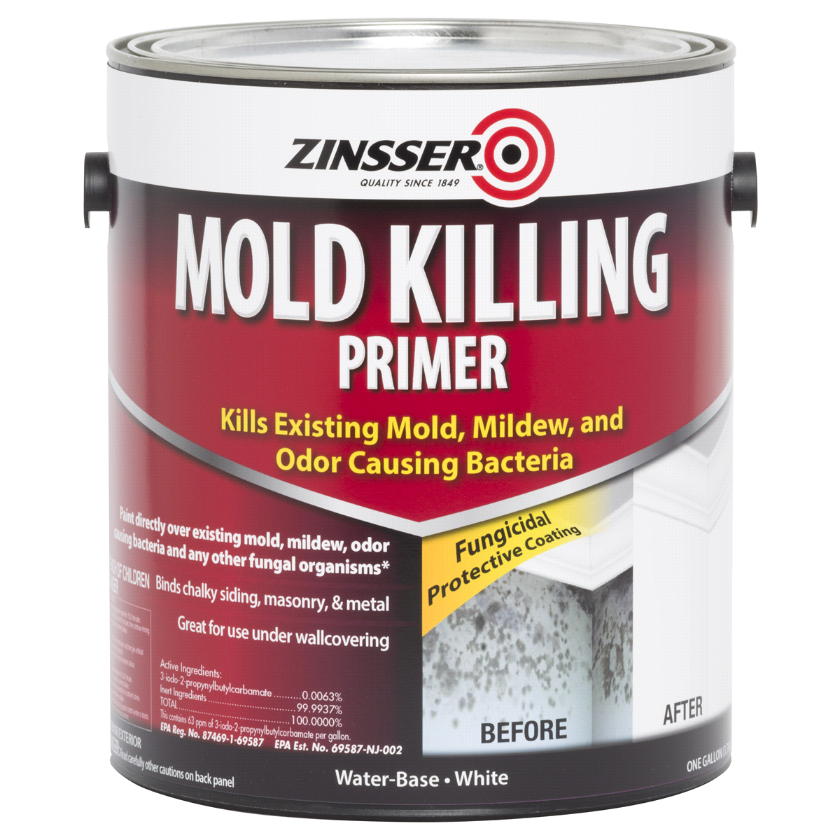 slide 1 of 5, Zinsser Mold Killing Primer - 276049, Gallon, White, 2 ct