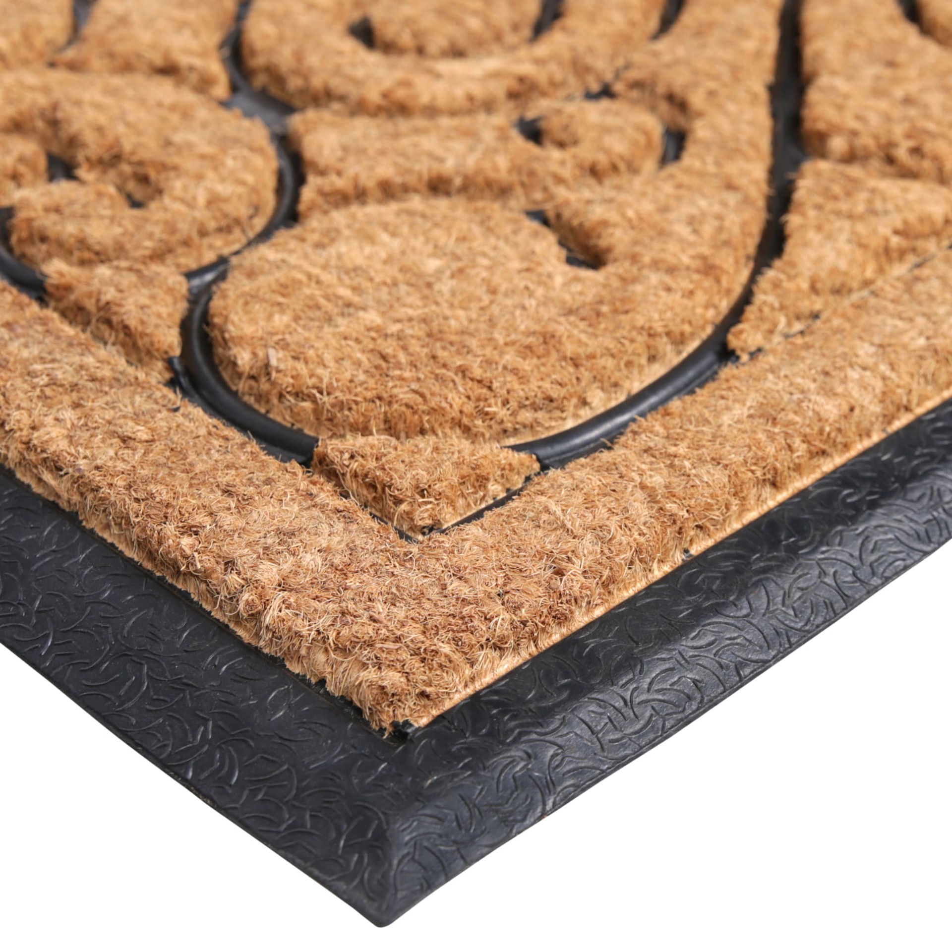 slide 2 of 6, Style Selections 24-in x 39-in Natural/Black Coir/Rubber Non-Slip Grip Indoor Door Mat, 1 ct