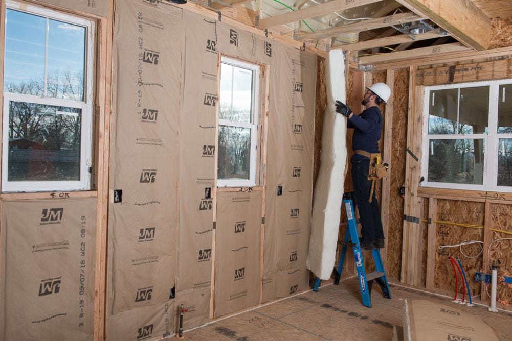 slide 4 of 6, Johns Manville R- 15 Wall Kraft faced Fiberglass Batt Insulation 103.97-sq ft ( 23-in W x 93-in L), 1 ct