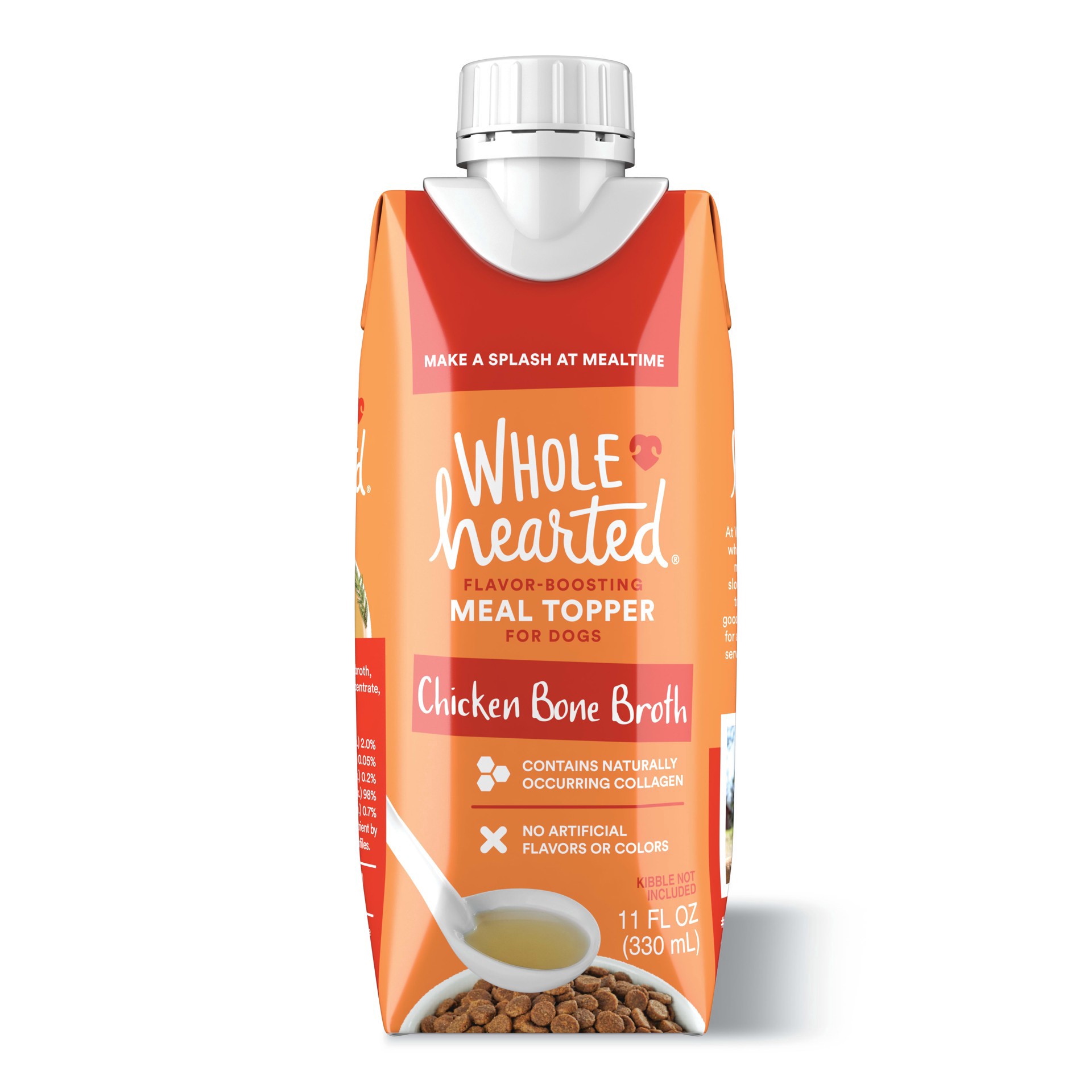 slide 1 of 1, WholeHearted Chicken Bone Broth Recipe Wet Dog Meal Topper, 11 oz