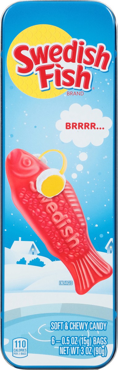 slide 3 of 9, SWEDISH FISH Holiday Tin Soft & Chewy Candy, 3.17 oz, 0.20 lb