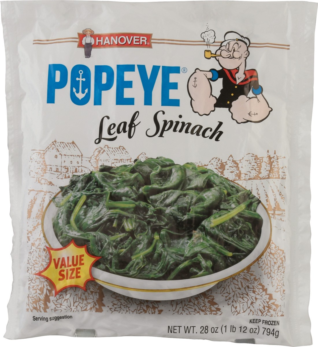 slide 3 of 9, Hanover Popeye Value Size Leaf Spinach 28 oz, 28 oz
