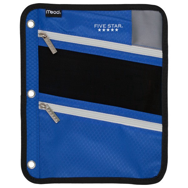 slide 6 of 7, Five Star Zipper Three-Hole Punched Pencil Pouch, Assorted Colors, 1 ct
