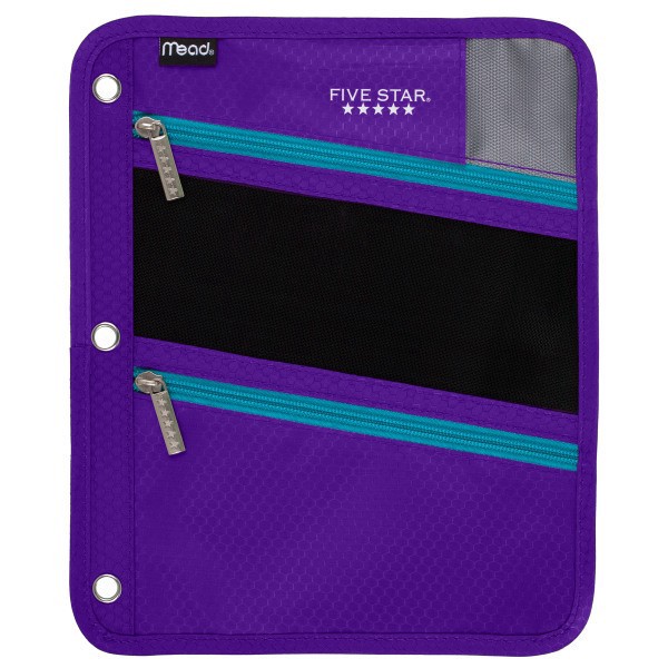 slide 4 of 7, Five Star Zipper Three-Hole Punched Pencil Pouch, Assorted Colors, 1 ct