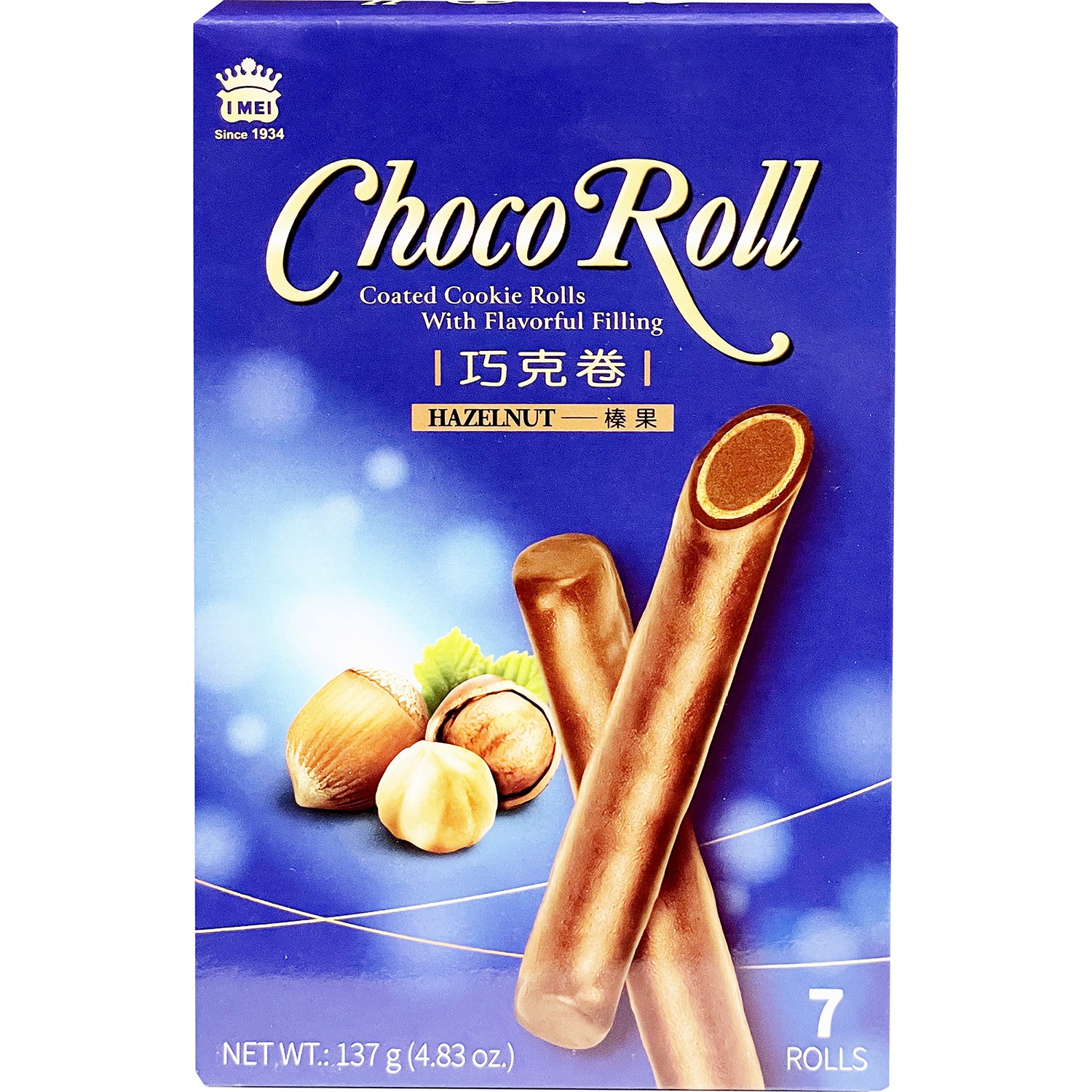 slide 1 of 1, I Mei Choco Roll Hazelnut, 4.83 oz