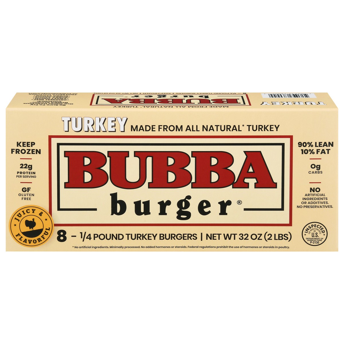 slide 1 of 9, BUBBA Burger Turkey Burgers 2lbs. 8 Burgers, 8 ct