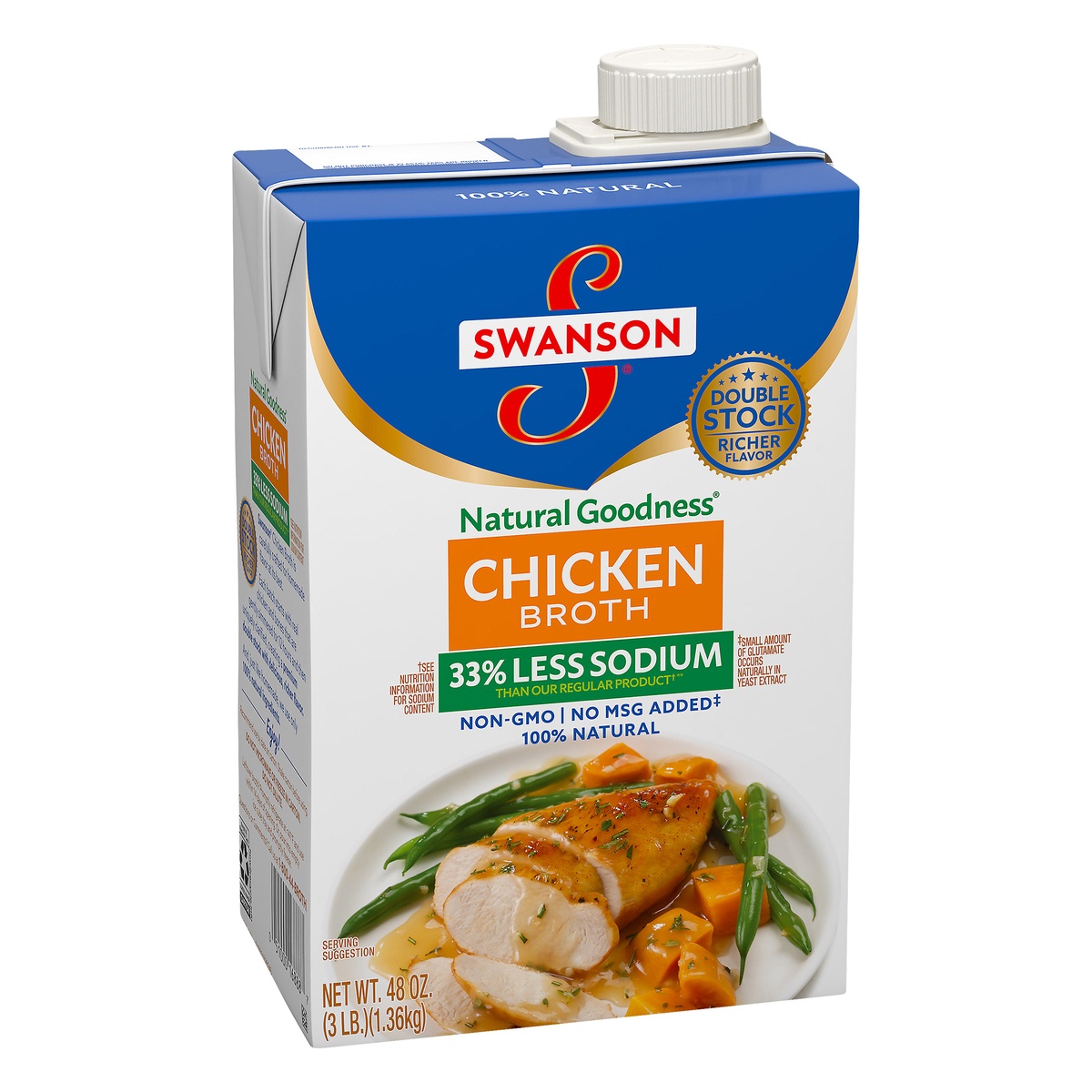 slide 2 of 10, Swanson Natural Goodness Less Sodium Chicken Broth, 48 oz