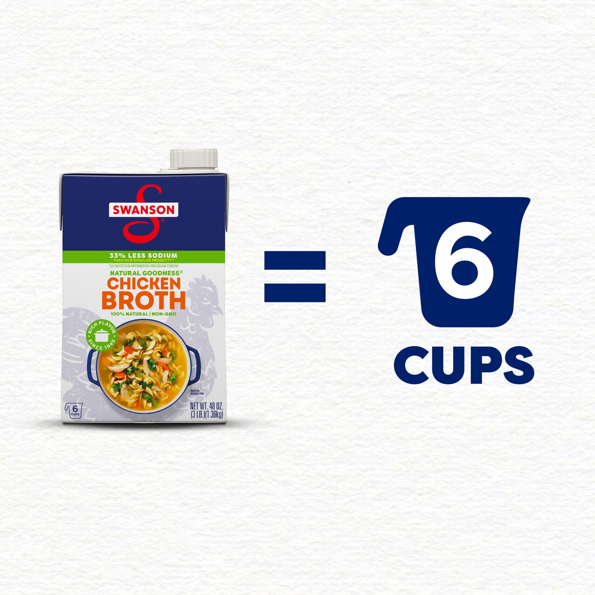 slide 2 of 10, Swanson Natural Goodness 33% Less Sodium Chicken Broth, 48 oz Carton, 48 oz