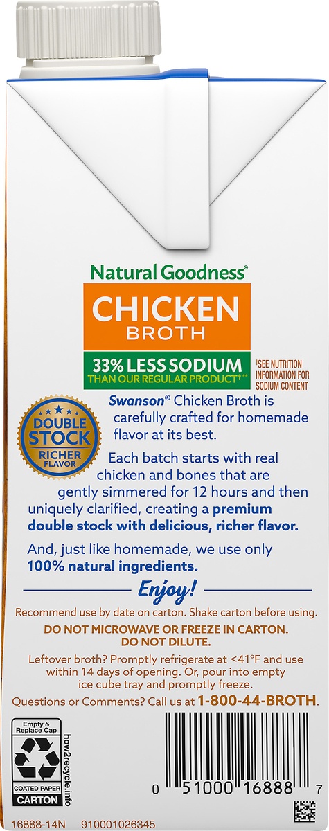 slide 7 of 10, Swanson Natural Goodness Less Sodium Chicken Broth, 48 oz