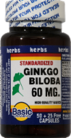 slide 1 of 1, Basic Ginkgo Biloba Capsules 60Mg, 75 ct