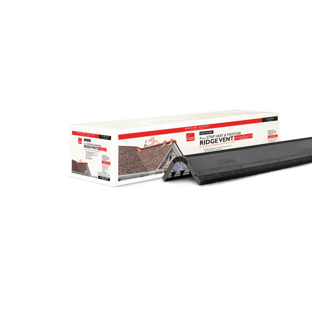 slide 4 of 6, Owens Corning VentSure (1 Vent) 15-in x 48-in Black Plastic Stick Roof Ridge Vent, 1 ct