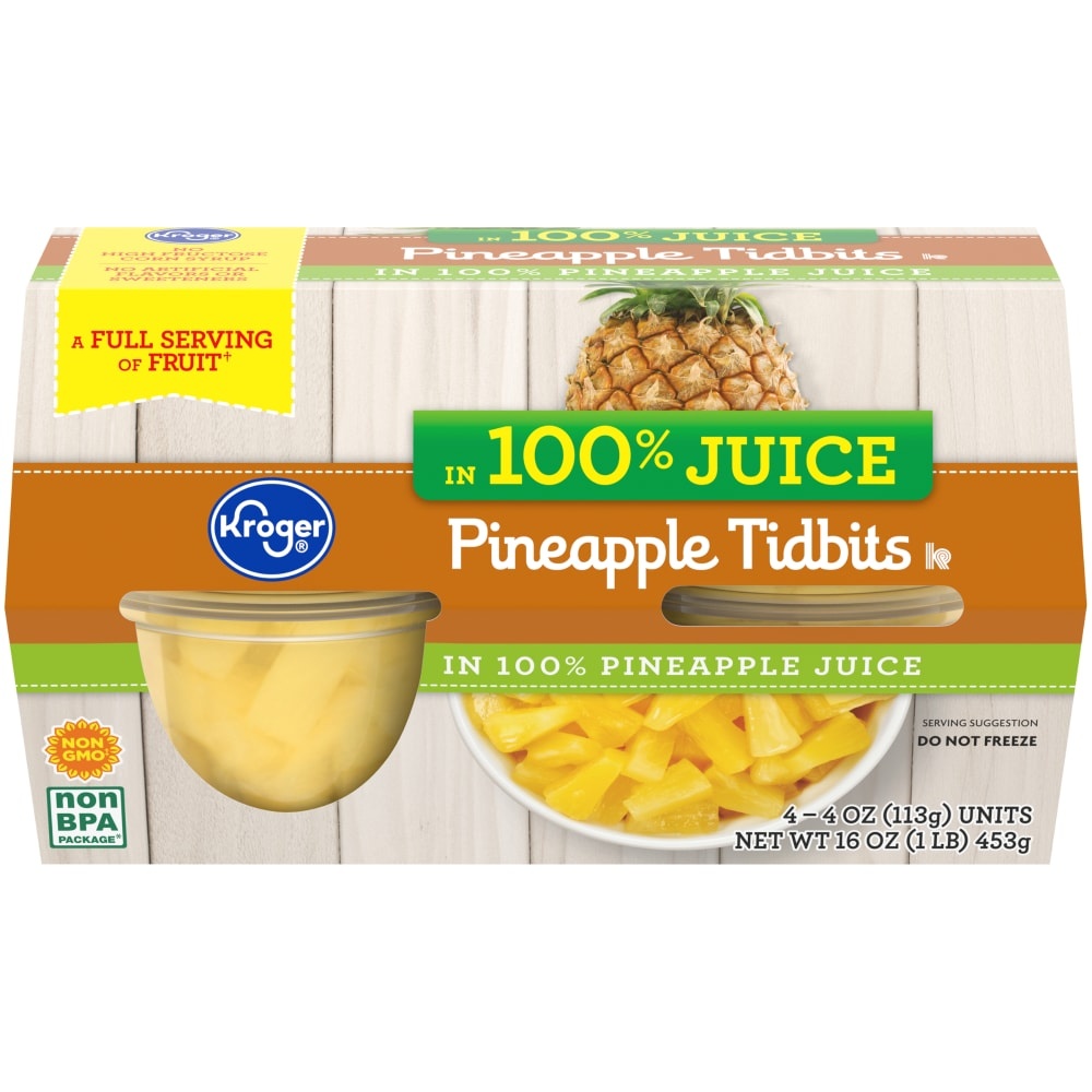 slide 1 of 1, Kroger Pineapple Tidbits In Pineapple Juice, 16 oz