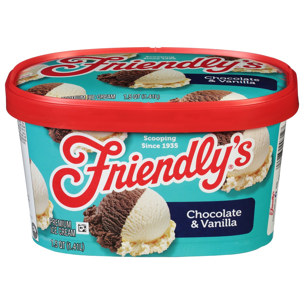 slide 1 of 9, Friendly's Rich & Creamy Chocolate Ice Cream and Vanilla Ice Cream Tub - 1.5 Quart, 1.5 qt