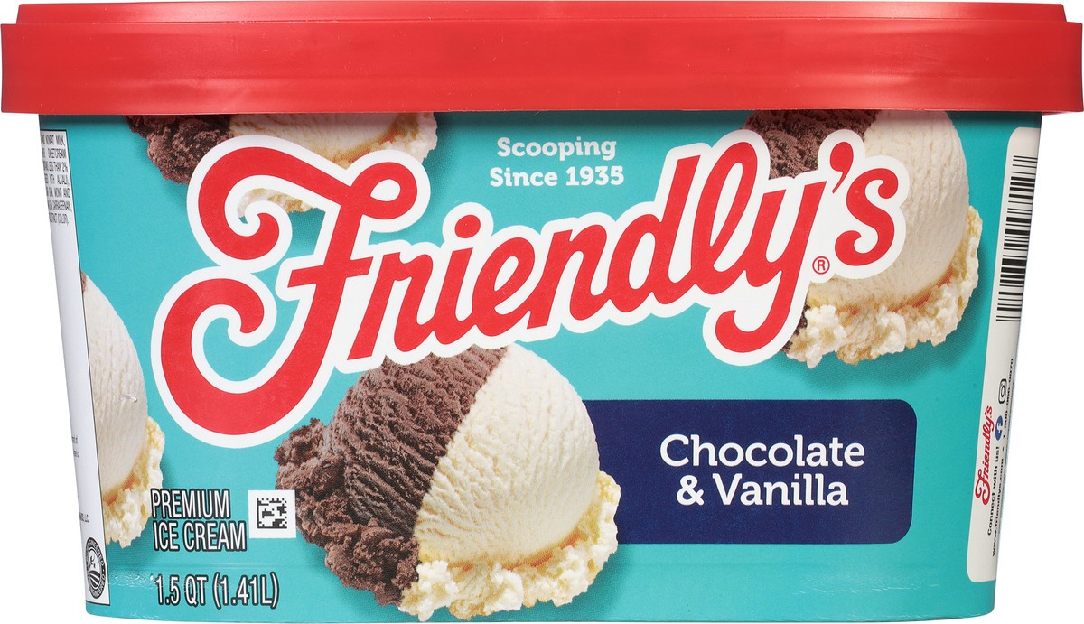 slide 5 of 9, Friendly's Rich & Creamy Chocolate Ice Cream and Vanilla Ice Cream Tub - 1.5 Quart, 1.5 qt